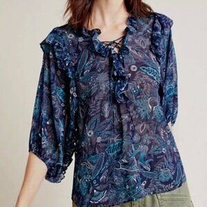 Anthropologie Haida Blouse -- Blue/green XS